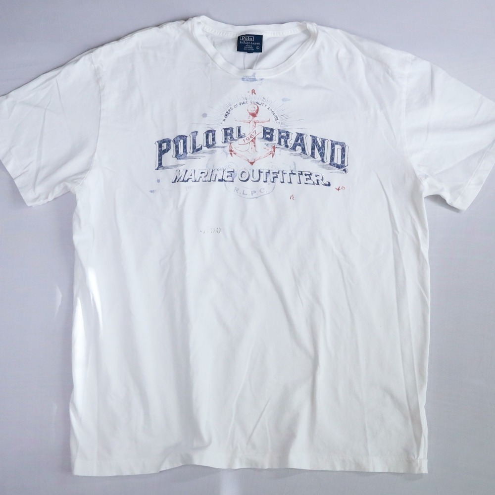 Vintage Polo Ralph Lauren T Shirt Mens L White Marine Outfitter Graphic Tee - Picture 3 of 10